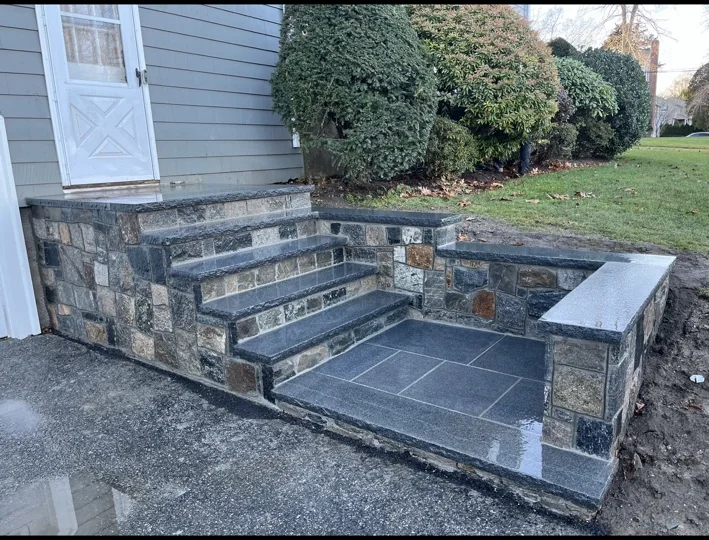 Finished stone steps and landing