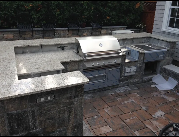Completed outdoor kitchen and grill close view